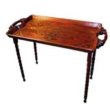Antique Anglo-Indian Folding Tray Table With Brass Inlay
