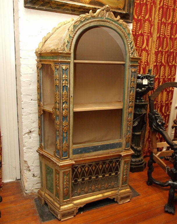 17th Century Italian Paint and Gilt Arch top Cabinet