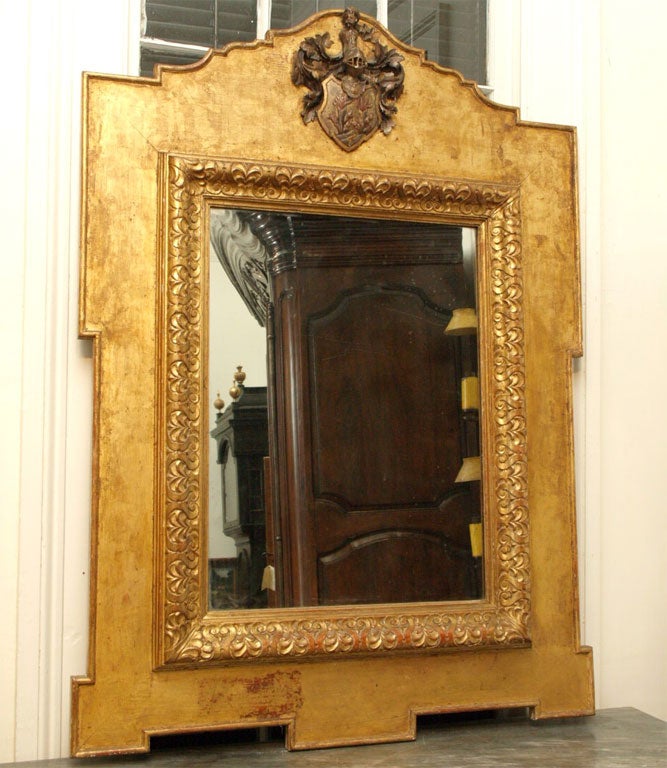 Spanish Gilt Wood Mirror with Crest