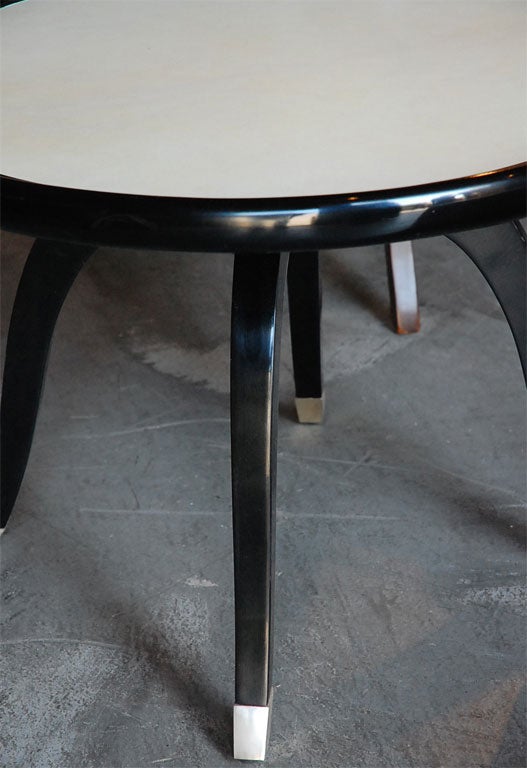Ebonized Wood and Parchment Occasional Table 1