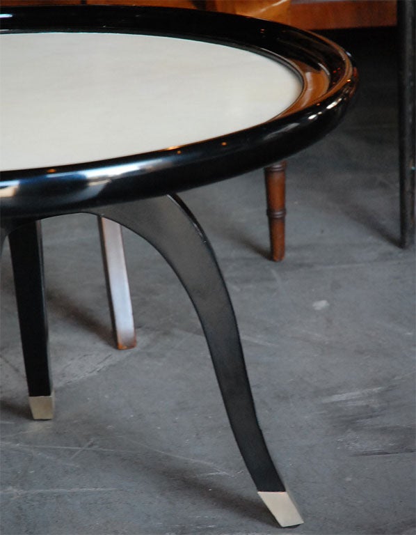 Ebonized Wood and Parchment Occasional Table 2