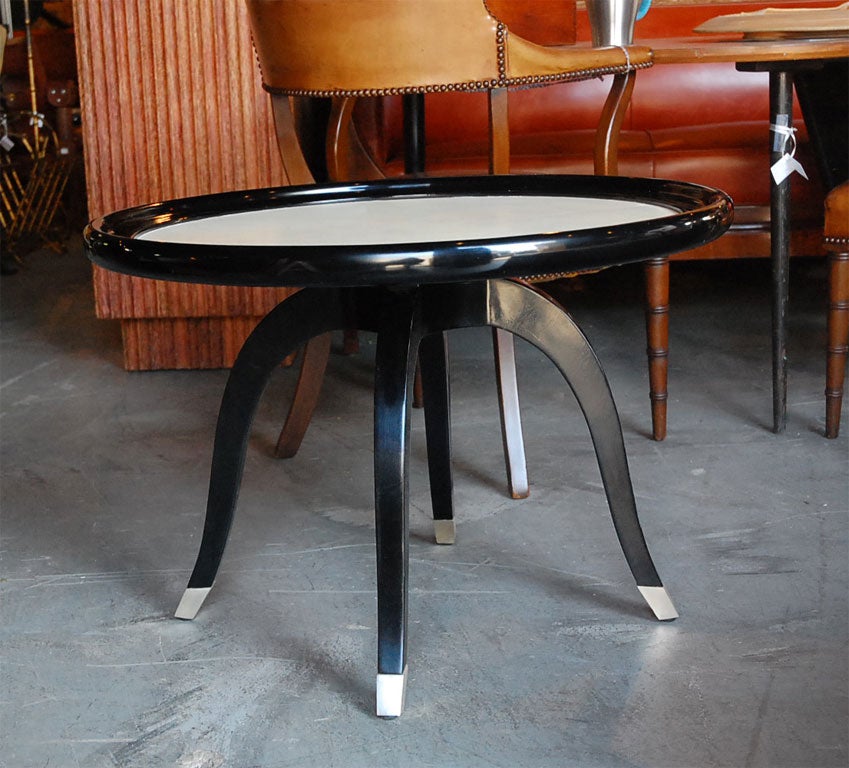 Ebonized Wood and Parchment Occasional Table 3