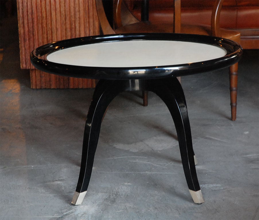 Ebonized Wood and Parchment Occasional Table 4