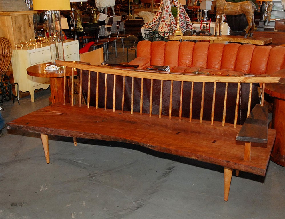 Nakashima Style One Arm Spindle Back Bench