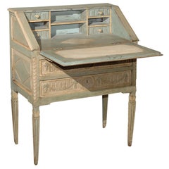 Antique A Diminutive Polychrome Painted Louis XVI Slant Front Desk