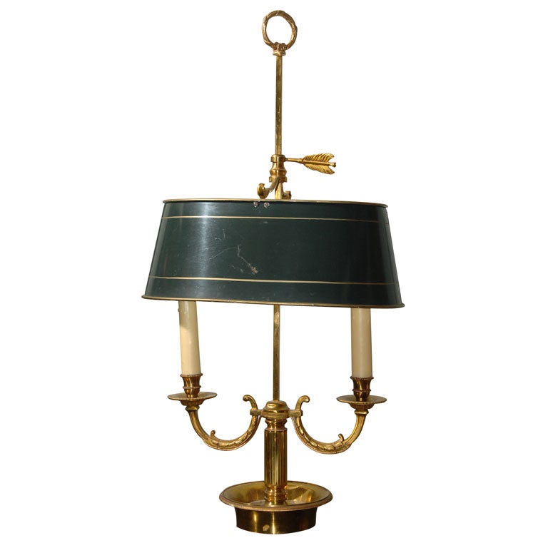 French Two Arm Gilt Bronze Bouillotte Lamp For Sale