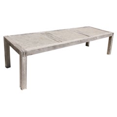 Vintage Indoor Outdoor Stone and Teak Dinging Table