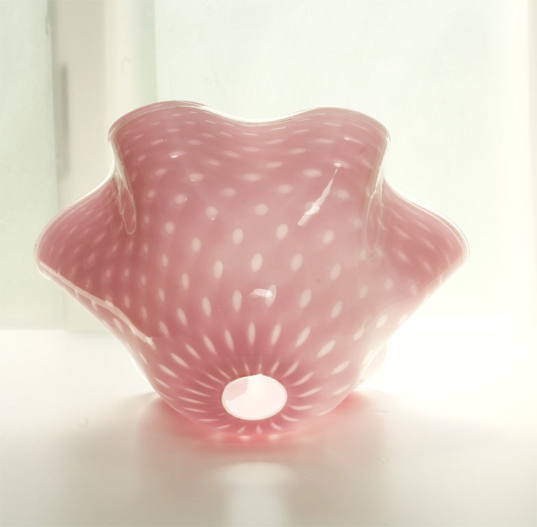 Blown Glass Murano Pink Cased Light Shade with Controlled Bubbles attributed Barovier For Sale