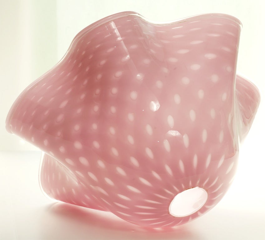 Murano Pink Cased Light Shade with Controlled Bubbles attributed Barovier For Sale 1