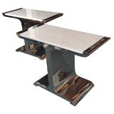 Pair Of Marble And Stainless Steel Consoles