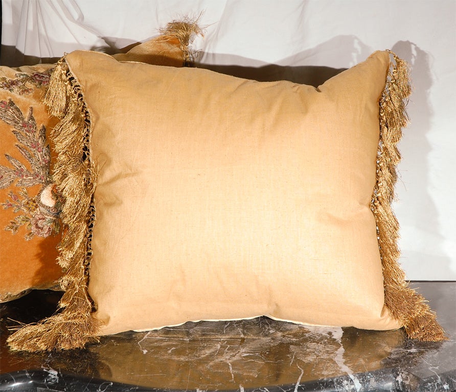 Single 19th C. French Metallic Embroidered Mohair Pillow 5