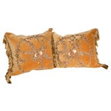 Single 19th C. French Metallic Embroidered Mohair Pillow