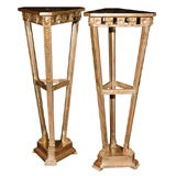 PAIR OF TRIANGULAR NEO CLASSIC GILT WOOD PEDESTALS