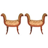 PAIR OF ITALIAN HAND CARVED BENCHES