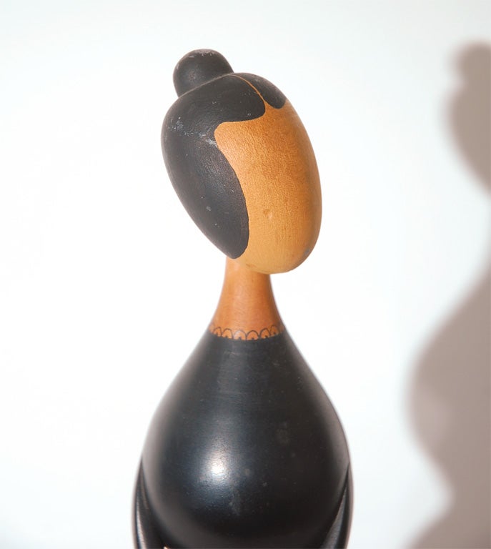 Mid-20th Century Painted Wooden Figure of a Woman by Edel Erstad