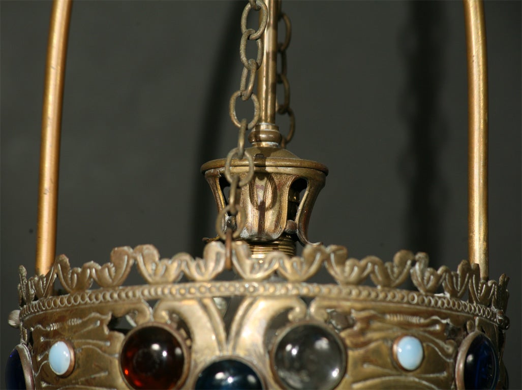 19th Century Jeweled Hall Lantern For Sale