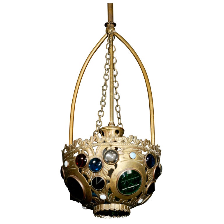 Jeweled Hall Lantern For Sale