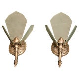 Pair Art Deco Nickel Plated Fan Wall Lights