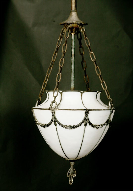 Leaded Glass Paneled Hall Light