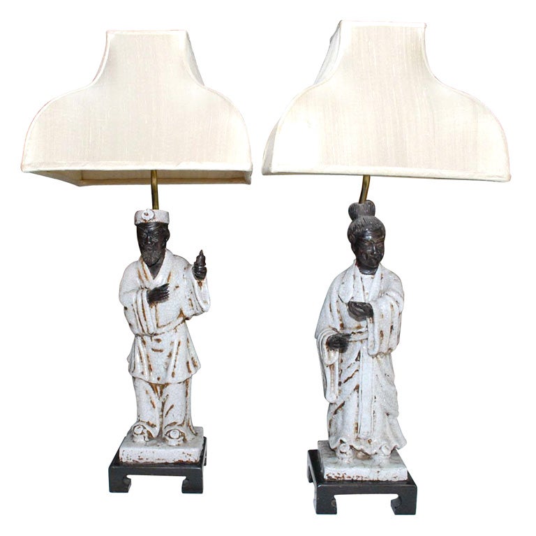 PAIR OF ASIAN FIGURINE LAMPS BY FANTONI