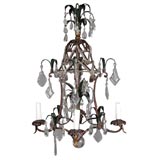 A PAINTED METAL FOUR-LIGHT CHANDELIER