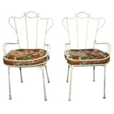 Set of Four French Wrought Iron Wing Chairs