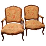 Pair of Large Louis XV style Fauteuils