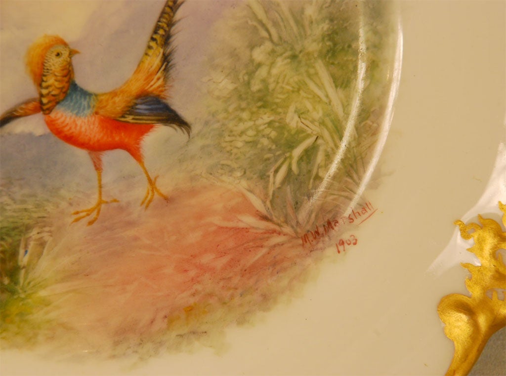 antique hand painted bird plates