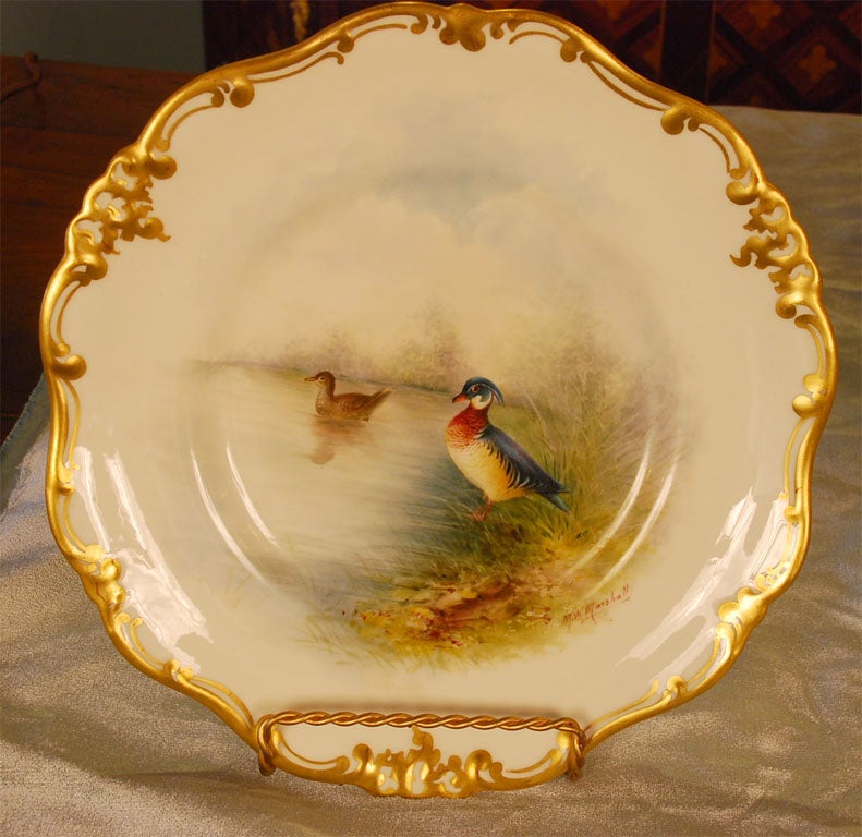 20th Century Set of Twelve Doulton Hand-Painted Bird Plates