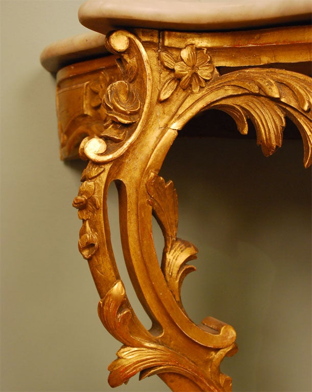 Louis XV Style Giltwood Console Table In Good Condition For Sale In Pembroke, MA