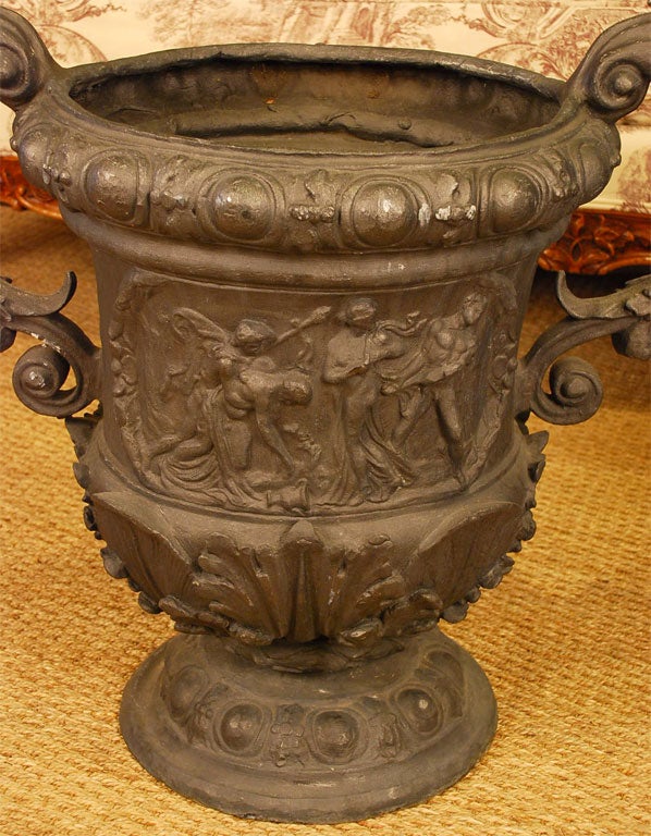 European Pair of Continental Lead Urns For Sale