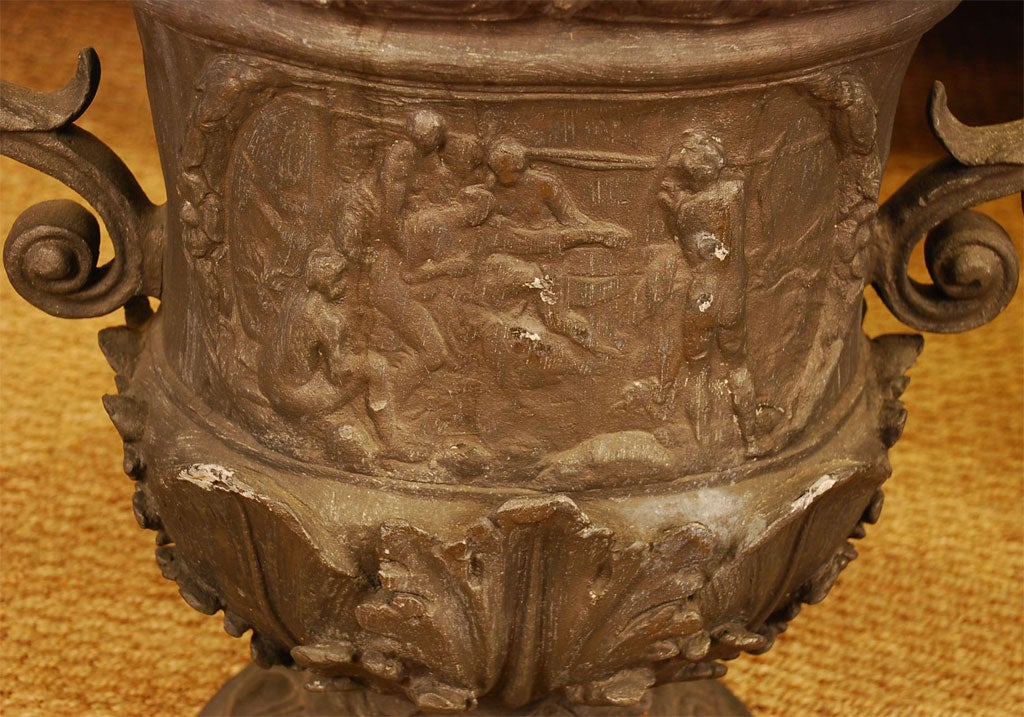 Pair of Continental Lead Urns For Sale 1