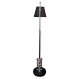 Machine Age Glass Rod & Chrome Floor Lamp with Ebonized Base
