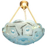 Art Deco Molded & Frosted Glass Light Fixture by Degue