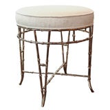 1940's Hollywood Vanity Stool with Stylized Faux Bamboo Design