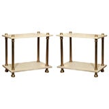 A pair of two tier sofa end tables