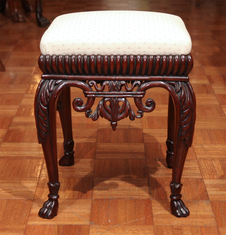 Pair of Unusual 19th Century Upholstered Mahogany Benches For Sale 4