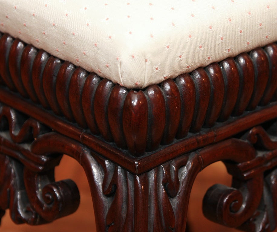 Pair of Unusual 19th Century Upholstered Mahogany Benches For Sale 6