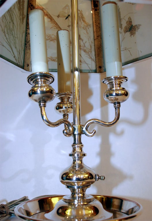 20th Century  Pairpoint Table Lamp Art Deco silver plate with butterflies behind glass