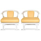 Pair of white lacquer Chinese Modern lounge chairs