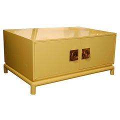 Large Yellow Lacquer Coffee table / chest by Monteverdi-Young