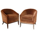 Pair of velvet Club chairs in the style of Tommi Parzinger.