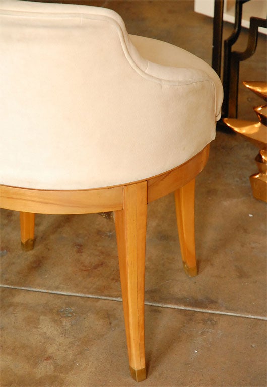 Vintage Deco Swivel vanity stool with Ultrasuede upholstery 2
