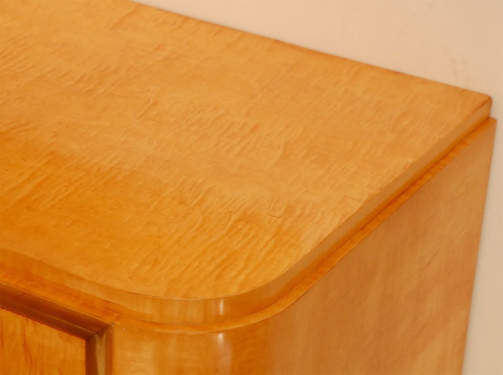 Birdseye Maple Early Deco Bachelor's Chest with Nickel hardware by Widdicomb