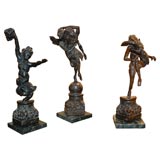 Set of three Mythological bronze sculptures-signed "Pirtasse"