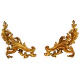 Pair of Large Louis XV Style Gilt Bronze Andirons
