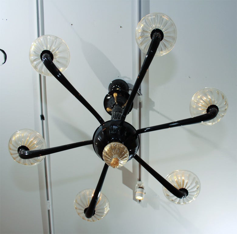 Italian Black and Gold Murano Chandelier