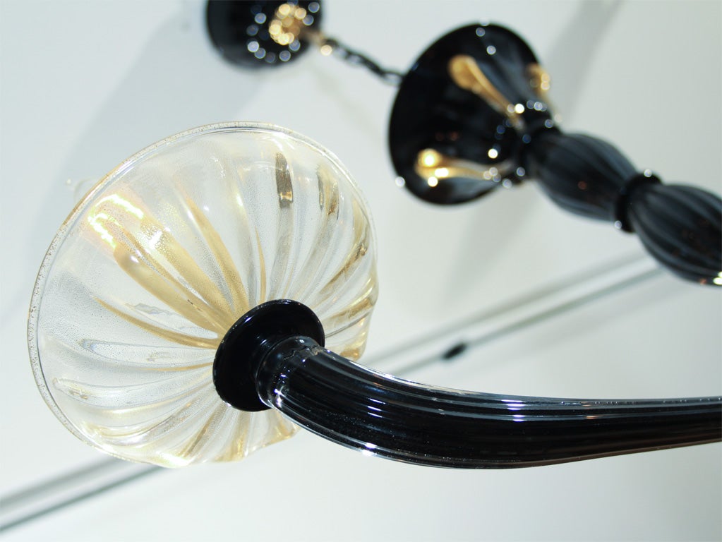 Black and Gold Murano Chandelier 2