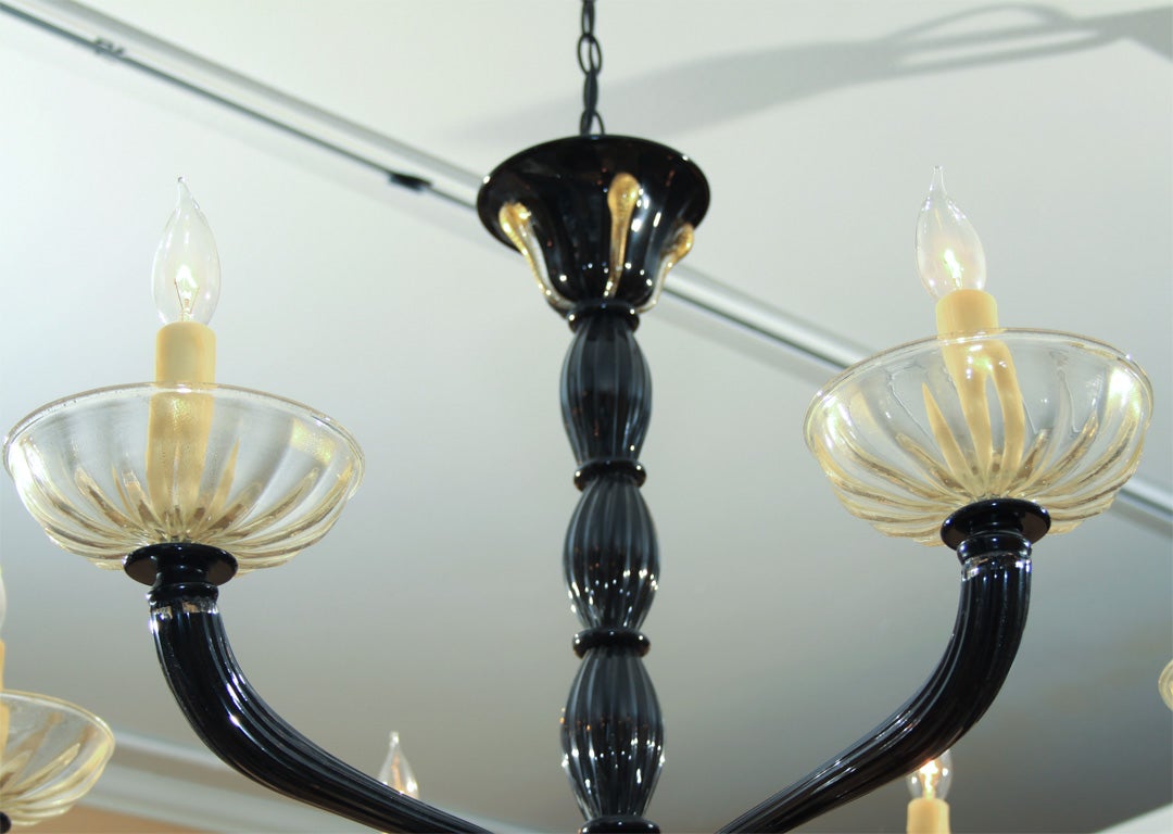Black and Gold Murano Chandelier 4