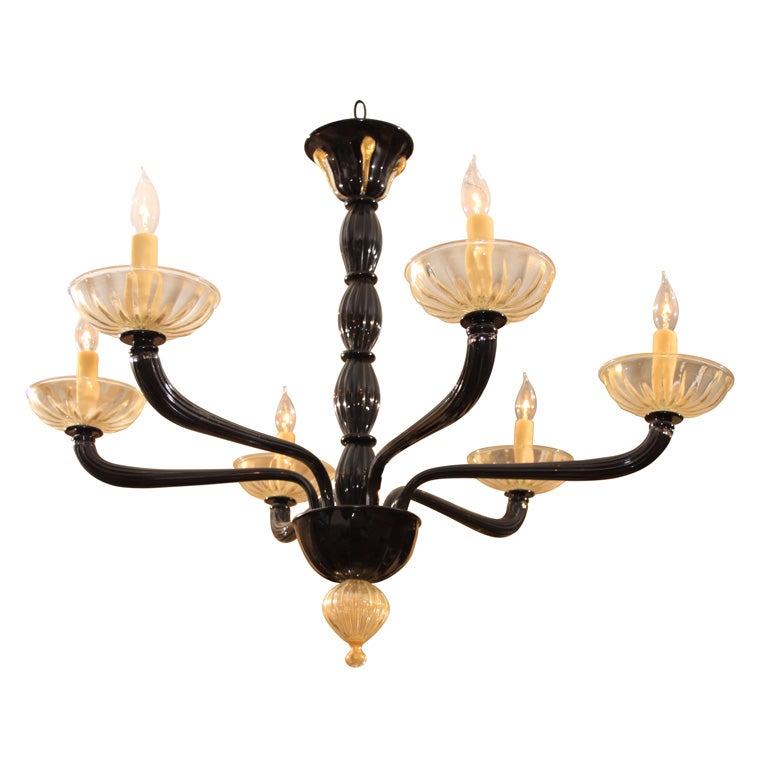 Black and Gold Murano Chandelier